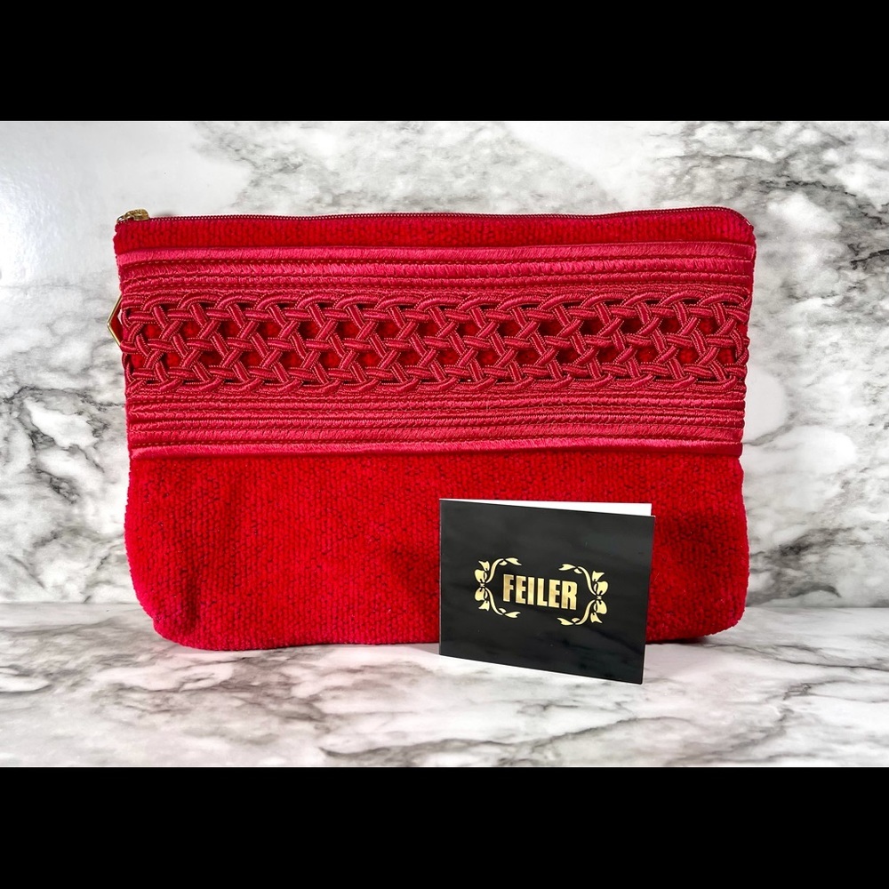 Feiler Queen of Chenille Red Make-Up Pouch